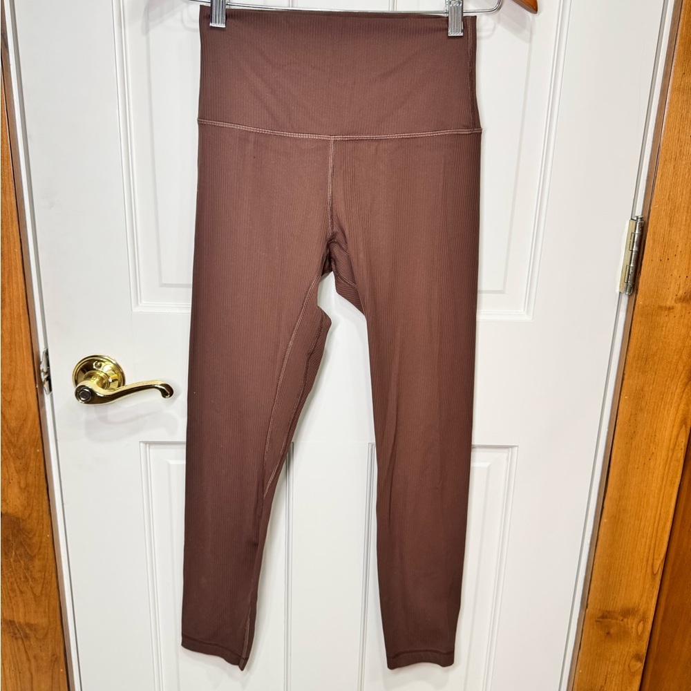 Lululemon Ribbed High Rise Leggings Brown Align Style—see measurements